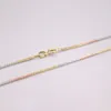 Chains Pure 18K Multi-Tone Gold Chain Lucky 1.2mm Wheat Link Necklace 16inch / 3.3g Stamped AU750 For Woman Gift