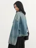 Kurtki damskie Chic's Fashion Blue Denim Jacket Vintage Cowboy Coat Female Jean Kurtki dla kobiet ubrania Tops Spring Autumn 230818