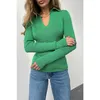 Frauenpullover 2023 Basis Frauen Polo -Halsband Herbst Wintertimen Schlanker Pullover Strickpullover Jumper weibliche weiche warme Ziehen