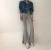 Nouvelle mode femmes automne col rabattu denim jeans bouffée à manches longues lâche veste manteau