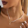 Pendentif Colliers Irrégulier Pierre Naturelle Imitation Perle Collier Pour Femmes Mode Tendance Dames Géométrique Bijoux En Gros