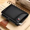 Wallets Brand Hight Genuine Leather Men Wallets Trifold Wallet Zip Coin Pocket Purse Soft Cow Leather Wallet Mens Card Purse