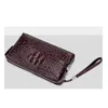 Plånböcker krokodilmönster antitheft lösenord lås plånbok äkta läder plånbok mäns koppling väska företag plånbok stor kapacitet handväska