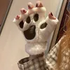Five dita guanti 1pair ragazza adorabile orso peluche pavone artiglio inverno pelliccia gattino guance senza dita per le donne Halloween di Natale 230818