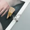 Band Rings JZ1030 Personalized Fashion Golden Snake S925 Silver Ring Unisex Exaggerated Opening Ring J230819