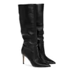 Boots 2023 Black Women Knee High Tlouched Toe Heel Party Fashion Daily Autumn Winter Shoes 230818