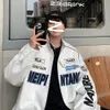 Męskie kurtki Spring Pu skórzana kurtka motocyklowa Mężczyźni High Street Korean Letter Haftery Bomber Płaszcz Unisex Varsity Vintage Owewear 230818