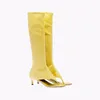 Stövlar 2023 Europeiska och amerikanska fiskmunnklämma Toe Mid Boot Fashionable Thin High Heel Side Zipper Women's Tube Cool 230818