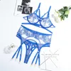 Conjunto sexy Conjunto de lencería erótica Mujer 3 piezas Bordado sensual Conjuntos breves transparentes Ligas de lujo Trajes sexy de encaje de lujo 230808