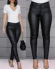 Womens Pants Capris Women PU Leather Black Sexy Stretch Bodycon Trousers High Waist Long Casual Pencil Plus Size S3XL 230818