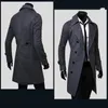 Mens Wool Blends Double Breasted Trench Coat Blend High Quality Brand Fashion Casual Slim Fit Solid Color Male Jacket 230818