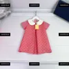 Fashion designer baby dress Lapel design girl Dress Free shipping double-breasted skirt Size 90-160 CM summer products April07