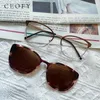 Fashion Sunglasses Frames Ceofy Women Stylish Metal Glasses Frame Optical Myopia Prescription Sun Clip On Polarized Eyeglasses Frame Arrival 230818