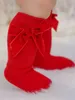 Barn Socks Baby Summer Clothing Toddlers Girls Big Bow Knee High Long Soft Moft Cotton Sock Bowknot Christmas Många färg 230818