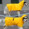 Dog Apparel Raincoat Waterproof Soft PU Breathable Rain Jacket For Small Hooded Coat With Transparent Cap Protect Belly