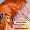 220%density 30 34 Inch Ginger Body Wave 13x4 Lace Front Wig Human Hair Pre Plucked Orange Hd Transparent 13x6 Lace Frontal Wigs for Women