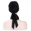 Vêtements ethniques Mode musulmane Femmes À Volants Turban Cap Tie Back Inner Hijab Caps Longue Queue Bonnet Femme Musulman Chapeaux Perte De Cheveux Chapeau