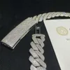 Хип-хоп 20 мм White Sier Heavy Weight Miami Sier, полностью инкрустированный муассанитом и бриллиантами, кубинская цепочка в стиле рэпера, мужское ожерелье