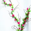 Dekorativa blommor 240 cm Artificial Plastic Rose Peony Flower Vine Silk Flores Garland rotting för festfjäderbröllop Hemmurdekoration