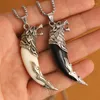 Anhänger Halsketten Retro Domineering Viking Style Wolf Fang Crescent Mode Herren Halskette Hip Hop Schmuck Geschenk