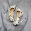 Dress Shoes Heelgoo White Leopard Women Sexy Pointy Toe Hoge Heel voor rokken modeontwerper slip op stiletto -pompen 8 cm 10 cm 12 cm 230818