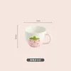 Mugs Cartoon Cute Strawberry Ceramic Water Cups Girly Heart Spoon With Cover Large Capacity Creative Breakfast Cup Drinkware