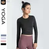 2023 Desginer Al Yoga T Kort topp Långärmad snabb torkningsövning T-shirt Fitness Suit Tight Fiting Top för kvinnor med midja ner och bantning av tröja