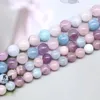 Perles naturelles lavande améthystes aigues-marines rondes en vrac pour la fabrication de bijoux bracelet à bricoler soi-même collier accessoires 15 ''