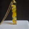 Pendentif Colliers Jaune Pierre Naturelle Transparent Cube Résine Or Couleur Chaîne Long Collier Femmes Boho Mode Bijoux Bohème Vintage