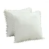 Pillow Soft Velvet Case With Pompoms Cozy Hidden Zipper Modern Boho Decor Cover Cream Sofa