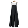 Jumpsuits voor dames romprers elegante mode dames katoen linnen lang breed poot romper strappy slabbetje overalls casual losse solide simple j dhaln