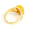 Cluster Rings Inlaid Amber Beeswax Ring Chicken Oil Yellow Chalcedony Open Live