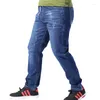 Jeans masculinos plus size masculino roupas 8xl clássico cintura elástica Casual alongamento reto largo macho de jeans da calça 7xl 5xl 6xl