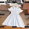 kids designer clothes Combed cotton baby dress Free shipping girl Summer Pleated skirt Size 100-160 CM new product Mar31