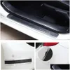 Car Stickers Anti Scratch Door Sill Protector Rubber Strip Carbon Fiber Threshold Protection Bumper Film Sticker Styling Drop Delive Dhxer