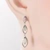 أقراط متدلية Kongmoon 3 Marquise Shape Fire White Fire Opal Silver Plated Jewelry for Women Percing Drop