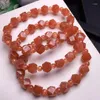 Strand Natural Arusha Orange Strawberry Quartz Sunstone Bracelet 8mm Clear Cube Beads Women Men Jewelry Fashion Stone