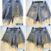 Damenshorts Deat Frühlingsverschleiß schwerer Quasten Nagel Diamantperlen High Allmatch Dünne Taille Denim Short Ae32305 Y200403 Drop Lieferung DHMI6