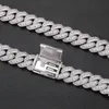 Wuzhou Pris Anpassad 19mm Iced Out Cuban Chain With Brilliance Bling Moissanite S925 Silver 3Rows Links Halsband