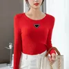Suéteres para mujer Suéter de diseñador P Otoño / Invierno Jersey Versátil Cuello redondo Underlay Camisa de punto sexy Cuello redondo de lujo ZMJH