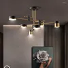 Lampadari lampadario moderno 4/6/8 teste nere illuminazione in oro sospensione camera da letto soggiorno a led lampada industriale 3 colori dimmerabile