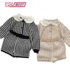 Kleidungssets Herbst Winter Girl Strickpullover Set 2pcs Säuglingsbabypulloveranzug warmes Baby-Jungen Kleidung geborene Babykleidung 0-4 Jahre 230818