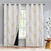 Curtain White-Gold Tree Blackout Curtains For Living Room Foil Branch Print Bedroom Thermal Insulated 84"L X 52"W
