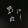 Dos boucles d'oreilles Design de mode coréen violet Zircon Clip pour femmes fille Y2k ensemble bijoux cadeaux mariage