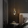 Anhängerlampen kreative Luxus -LED -Kristall hängen Home Dekoration Leuchten moderne einfache Schlafzimmer Nachtlampe AC