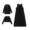 Urban Sexy Dresses AP Velvet Maxi Women Dress Blazer Top 2024 Autumn Lady Clothes Sleeveless 2003 230818