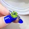 Clusterringe Natural Real Green Peridot Round Love Heart Ring 9 9mm 3.5ct Edelstein 925 Sterling Silber Fine Juwely Frauen x22396