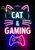 Gaming Cat Metal Sign Savage Gamer Vintage Tin Poster Game Zoon Retro Neon Gamer Room Decoration Shabby Plates Plaque Bar Cafe 30X20CM w01