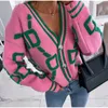 Malhas femininas tees outono inverno mulheres cardigan malha jaqueta de camisola quente bordado moda malha cardigãs casaco lady sweatters 230818