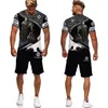 Survêtements pour hommes chevalier templier impression 3d T-shirt ensemble Cool à manches courtes Style rétro Streetwear deux pièces été survêtement tenue